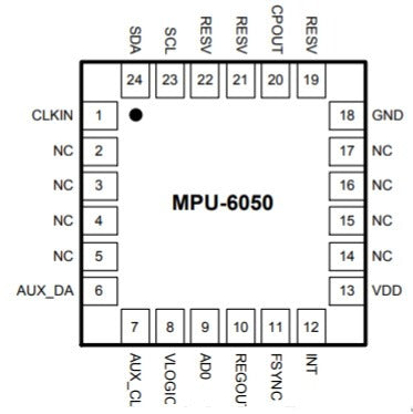 MPU-6050 QFN-24 3-Axis Gyro/Accelerometer IC MEMS Motion Tracking Device - 24-Pin