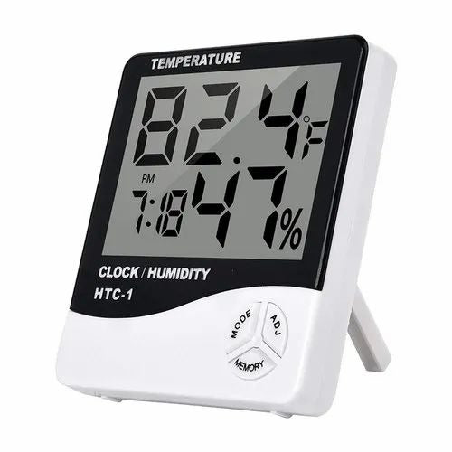 HTC-1 High Precision Large Screen Electronic Indoor Temperature, Humidity Thermometer with Clock and Alarm