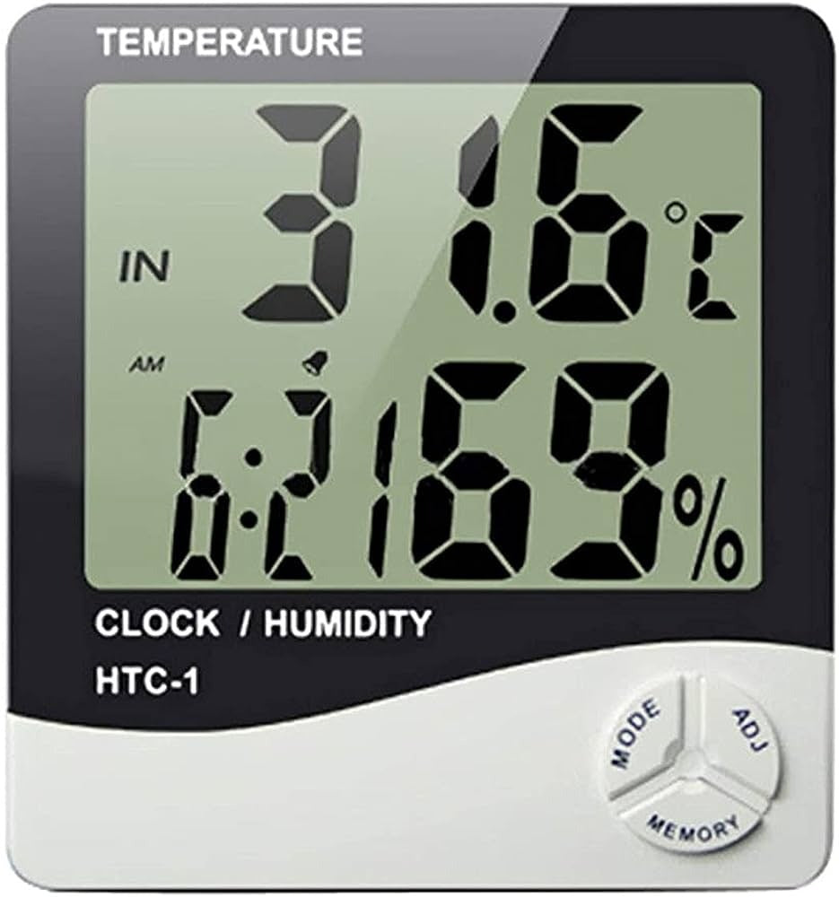 HTC-1 High Precision Large Screen Electronic Indoor Temperature, Humidity Thermometer with Clock and Alarm