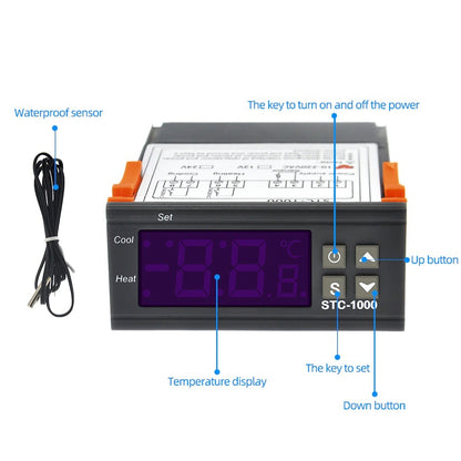 STC-1000 220V AC All-Purpose Digital Temperature Controller Thermostat Module with Temperature Sensor Probe