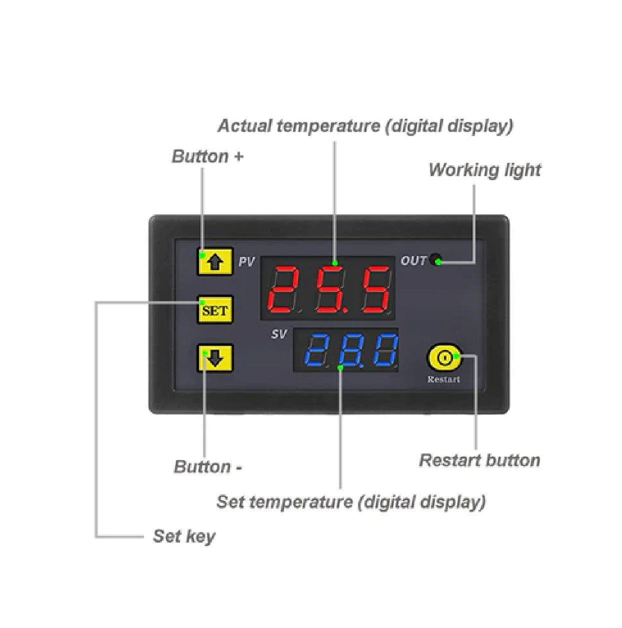 W3230 DC12V Digital Temperature Controller Microcomputer Thermostat Switch