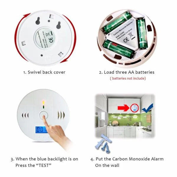 CO Gas Sensor Detector Carbon Monoxide Poisoning Alarm Detector With LCD Display