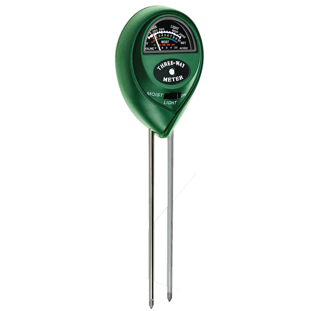 Three-Way Soil Meter For Moisture, Light Intensity and pH Testing Meter