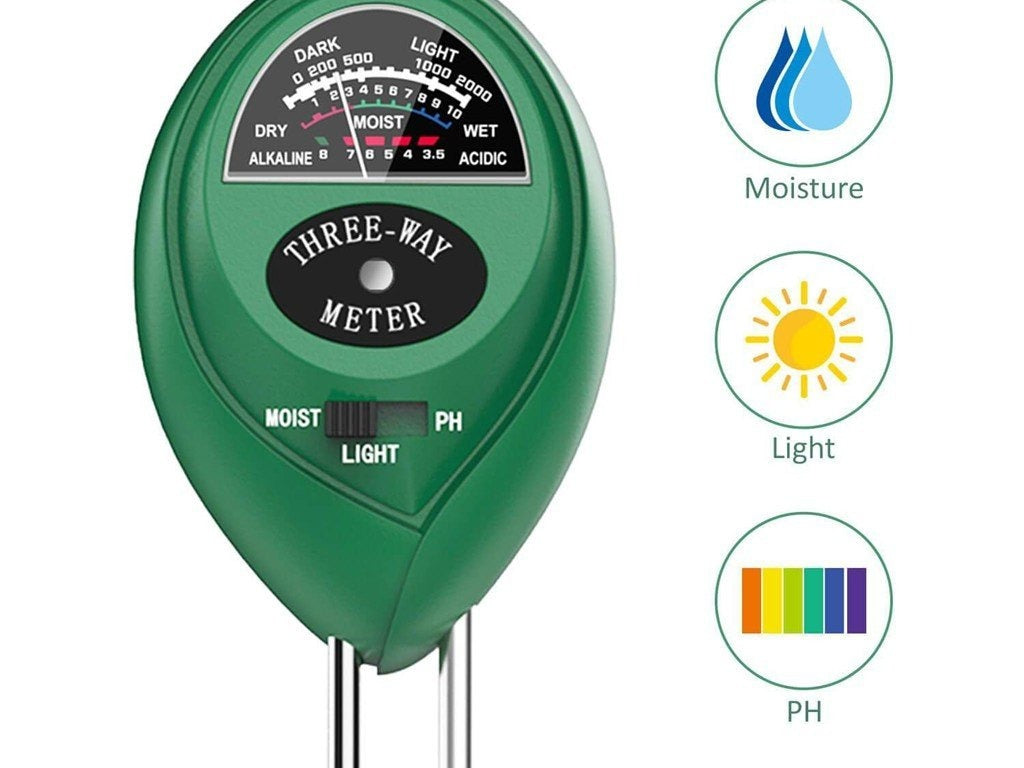 Three-Way Soil Meter For Moisture, Light Intensity and pH Testing Meter