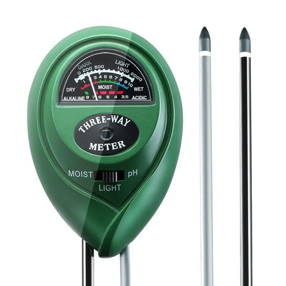 Three-Way Soil Meter For Moisture, Light Intensity and pH Testing Meter