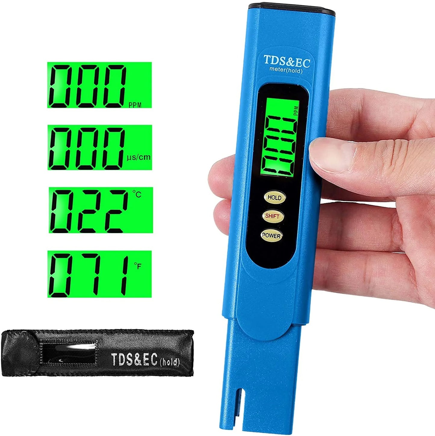 Blue Digital LCD TDS and EC Meter Conductivity Tester