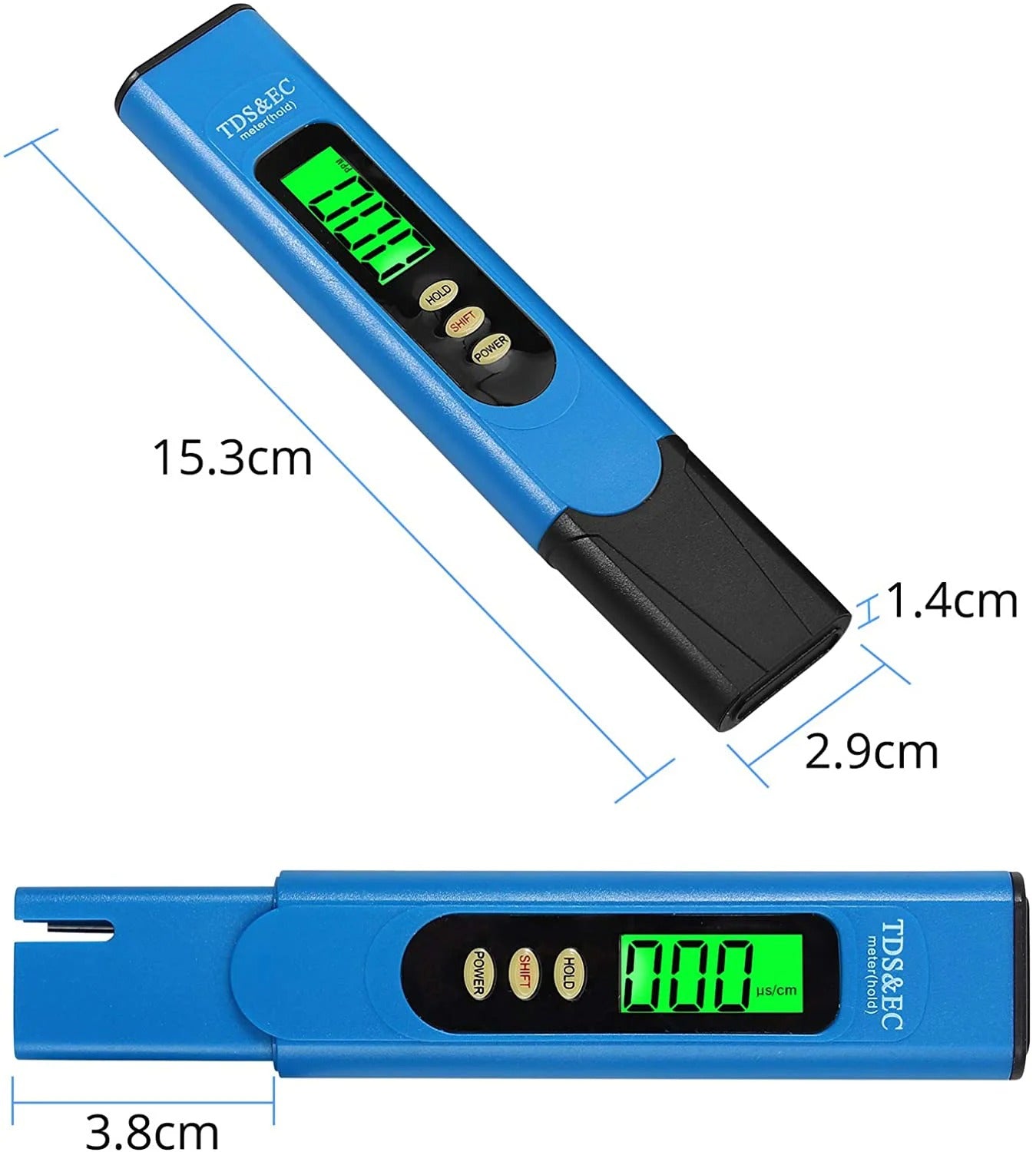 Blue Digital LCD TDS and EC Meter Conductivity Tester