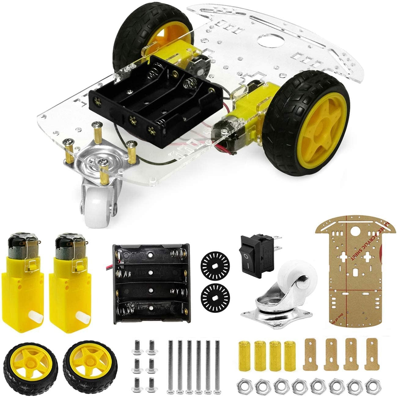 2WD 2 Wheel Transparent Robot Motor Chassis Kit for Arduino