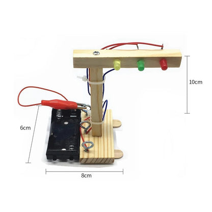 Wood Traffic LED Lights DIY Kit for Children Science and Technology Inventions