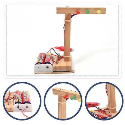 Wood Traffic LED Lights DIY Kit for Children Science and Technology Inventions