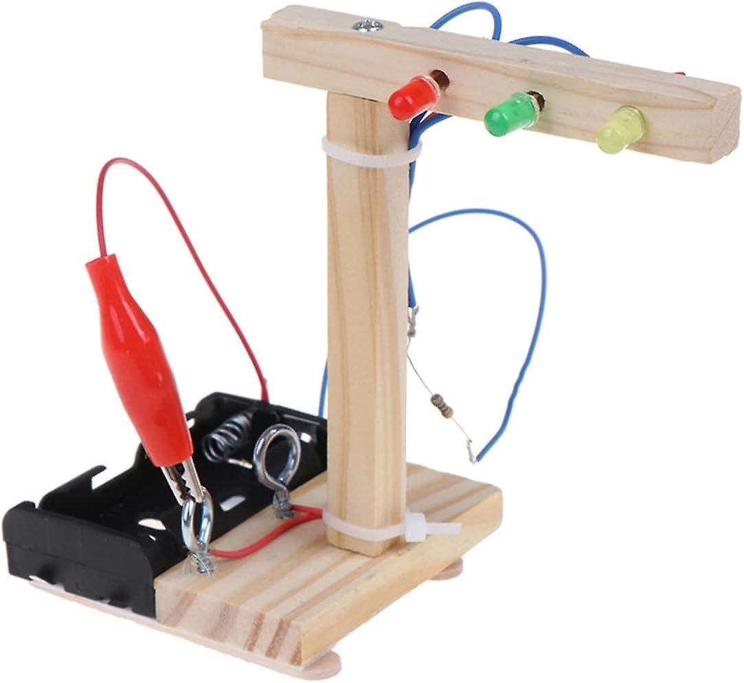 Wood Traffic LED Lights DIY Kit for Children Science and Technology Inventions