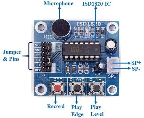 ISD1820 Recording Module Voice Board With On Board Mic and Loudspeaker