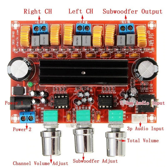 XH-M139 DC12-24V TPA3116D2 2.1 Channel Digital Subwoofer 2*50W Power Amplifier Board