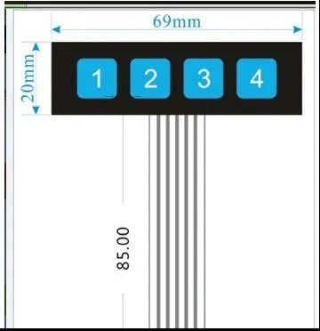 DC 12V 1 - 4 Key Matrix Membrane Switch Keypad