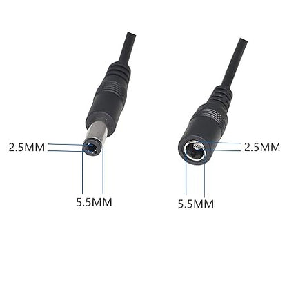 Black DC 5.5 mm Male to Female Plug Extension with ON-OFF Switch