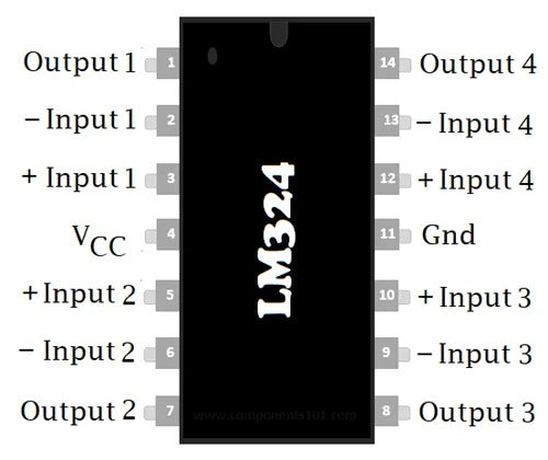 LM324 Low Power Quad Op-Amp IC DIP-14 Package – Pack of 3