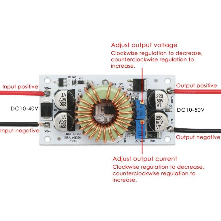 High Power Boost 250W Led Driver / Charger Module 6A Input 8.5V-48V Output 10-50v Aluminium Substrate