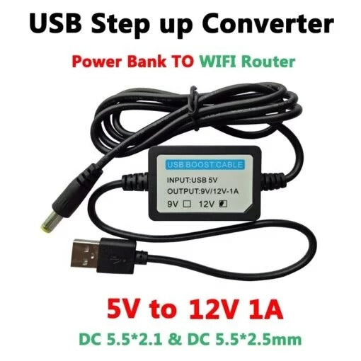 USB Power DC 5V 1A to DC 12V Step Up Module USB Booster Converter Adapter Cable 2.1 - 5.5mm Plug