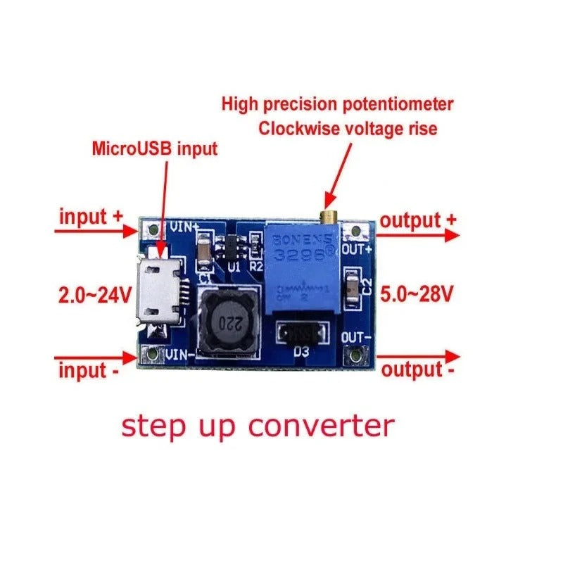 XY-016 2A DC-DC Step Up 5V/9V/12V/28V Power Module with Micro USB