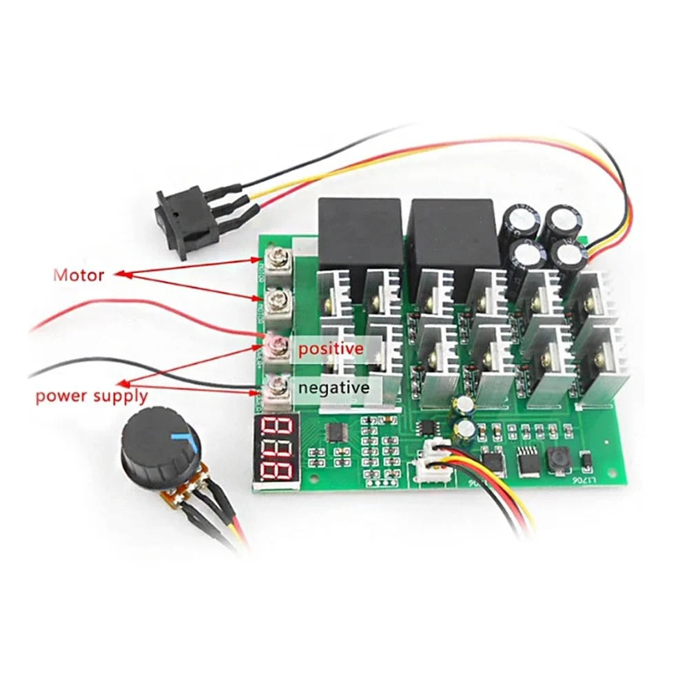 10V-55V 60A DC PWM Motor Speed Controller 12V 24V 36V 48V Digital Display 100A Max Brush DC Motor Controller – Third gear Forward Reverse Stop