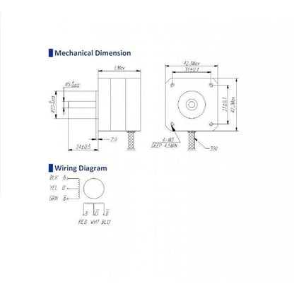 NEMA17 1.6kgcm 6 wire Unipolar Stepper Motor