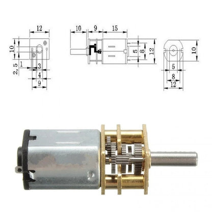 N20 12V 100RPM Micro Metal Gear DC Motor (High Torque)