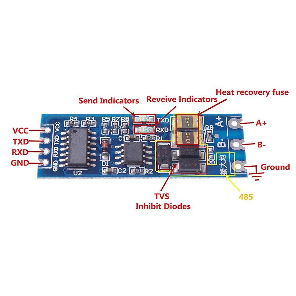 RS485 to TTL Converter Module Serial Port UART Hardware Automatic Flow Control Module