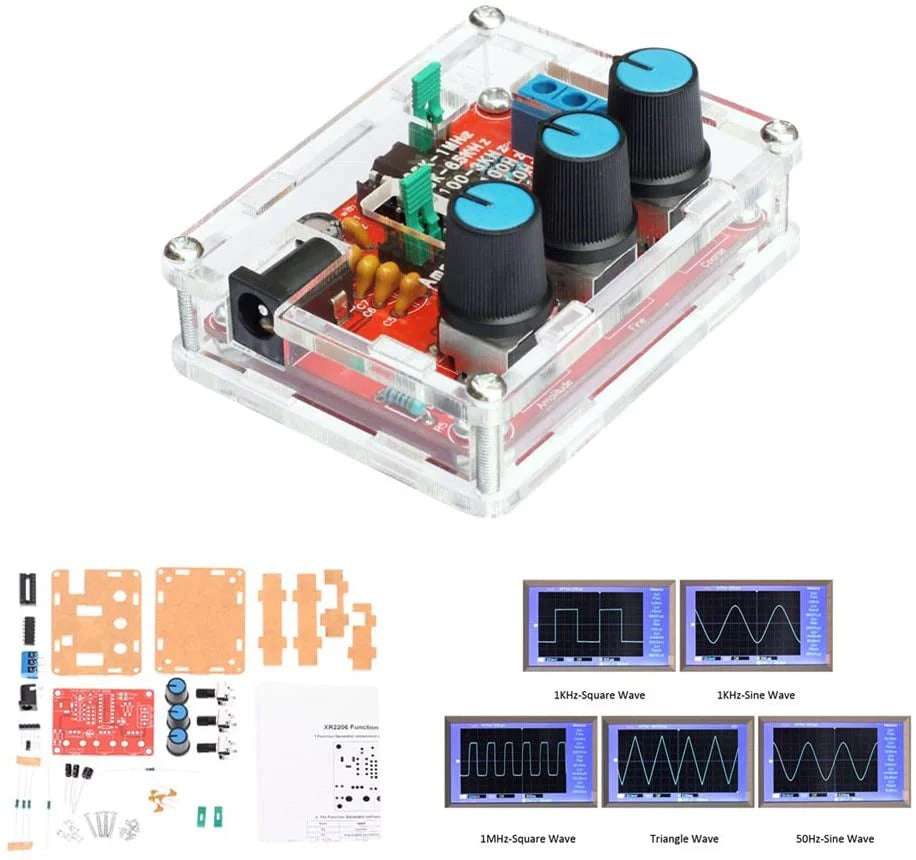 XR2206 High Precision Function Signal Generator DIY Kit Sine Triangle Square Output 1Hz-1MHz Adjustable Frequency Amplitude