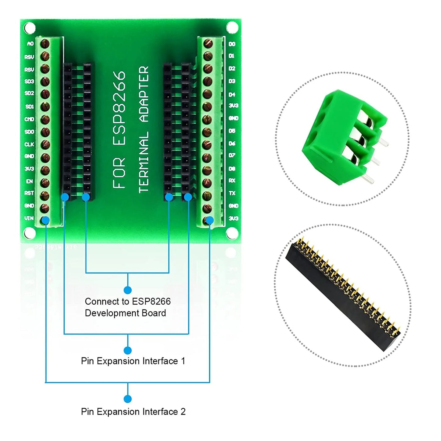 ESP8266 GPIO Expansion Board Screw Terminal Adapter