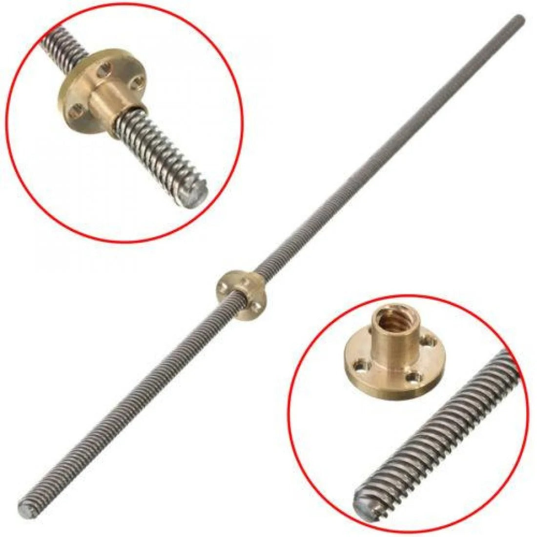 400MM Trapezoidal Lead Screw 8MM Thread 2MM Pitch with Copper Nut