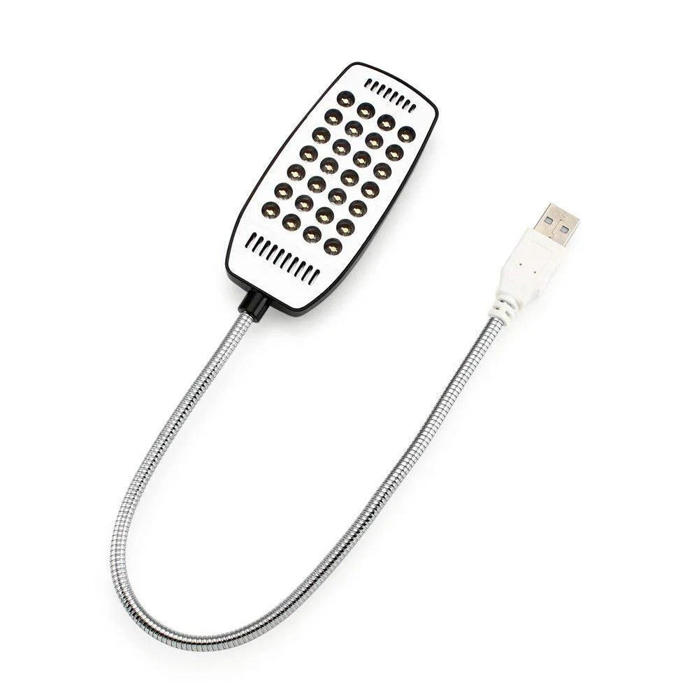 USB Portable Reading Lamp with 28 Bright LED Lights and Flexible Gooseneck with On/Off Switch