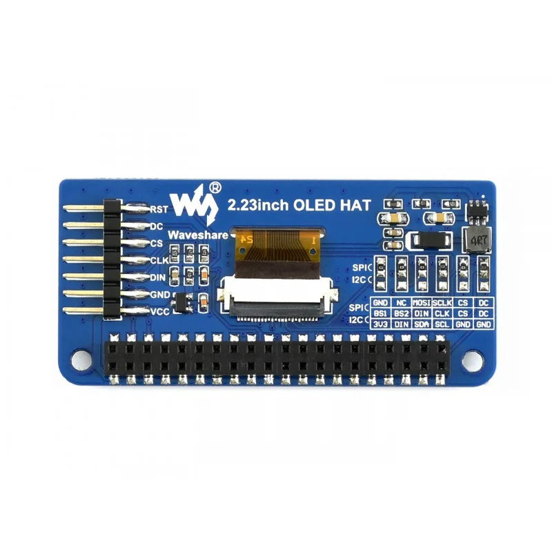 Waveshare 2.23inch OLED Display HAT for Raspberry Pi, 128 - 32, SSD1305, I2C, SPI