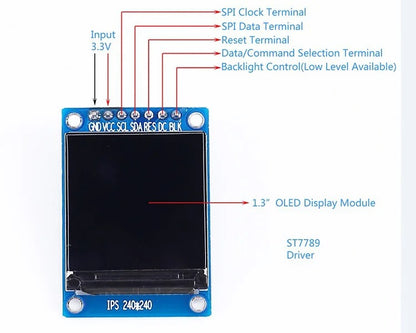 1.3 Inch 240 - 240 RGB TFT IPS LCD Display Module 7pin ST7789 Chip