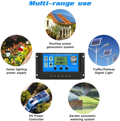 20A Intelligent LCD Solar Controller with USB Output Port