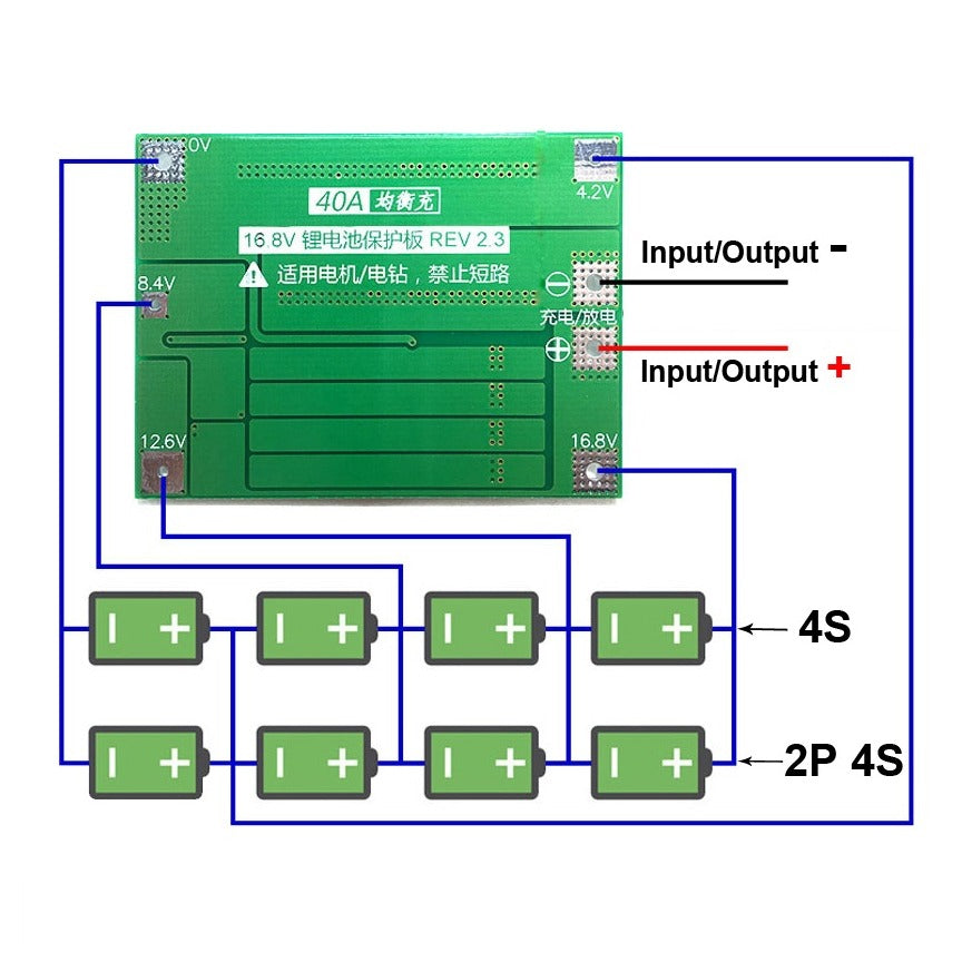 3 Series 40A 18650 Lithium Battery Protection Board 11.1V 12.6V with Balance for Drill Motor Lipo Cell Module