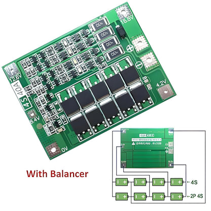 4 Series 40A 18650 Lithium Battery Protection Board 14.8V 16.8V with Balance for Drill Motor Lipo Cell Module