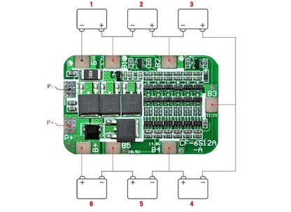 PCB BMS 6 Series 22V 18650 Lithium Battery Protection Board