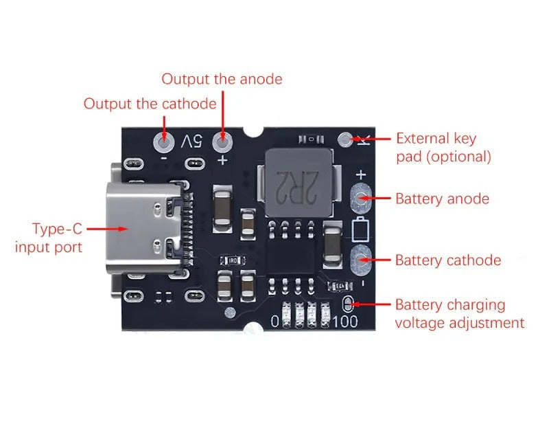 Type-C USB 5V 2A Battery Charging Discharging Boost Module