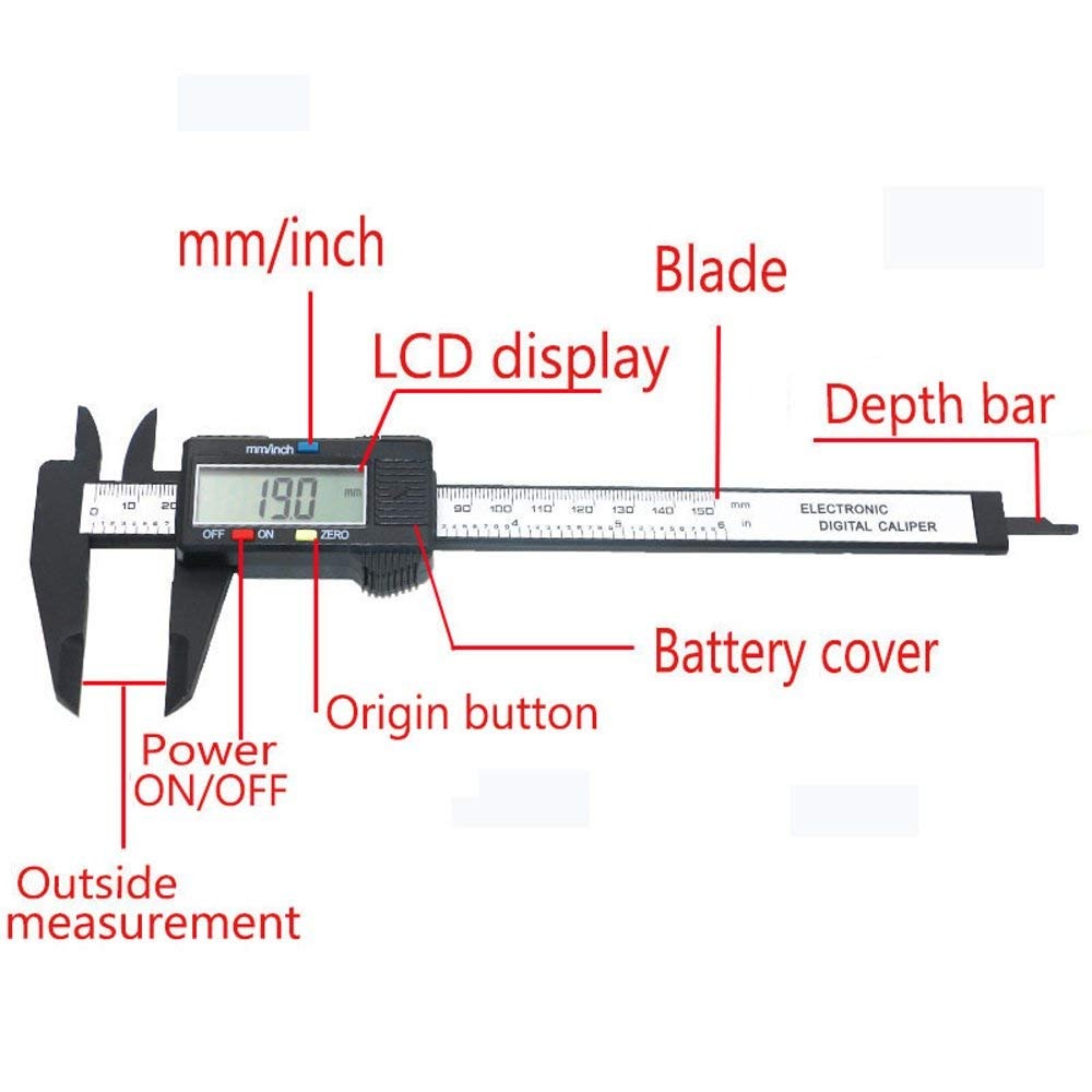 150mm/6 Inch LCD Digital Electronic Carbon Fiber Vernier Caliper Gauge Micrometer