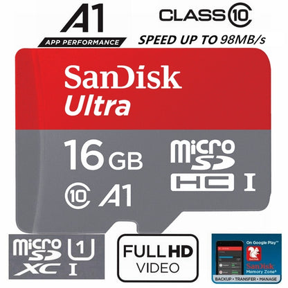 16GB Class 10 Micro SD/SDHC Memory Card (Up to 98MB/s Speed)