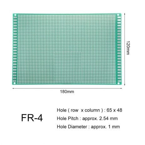 12 x 18 cm Single-Sided Universal PCB Prototype Board, 2.54mm Hole Pitch