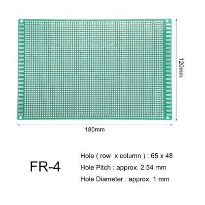 12 x 18 cm Single-Sided Universal PCB Prototype Board, 2.54mm Hole Pitch