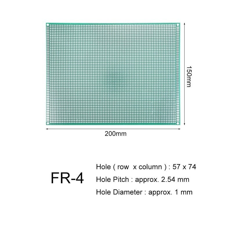 15 x 20 cm Single-Sided Universal PCB Prototype Board, 2.54mm Hole Pitch