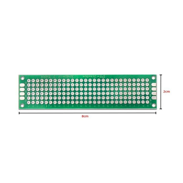 Double-Sided 2x8 cm Universal PCB Prototype Board - High-Quality DIY Circuit Prototyping