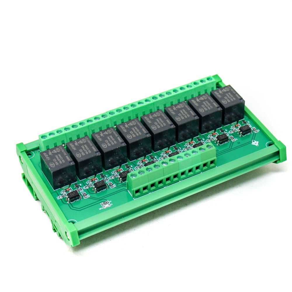 24V 8-Channel Relay Module with Optocoupler - High/Low Triggering, PLC Signal Amplifier