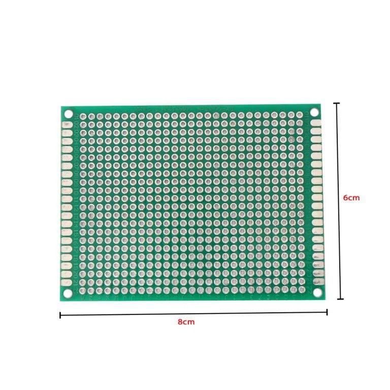 Double-Sided Universal PCB Prototype Board, 6x8 cm