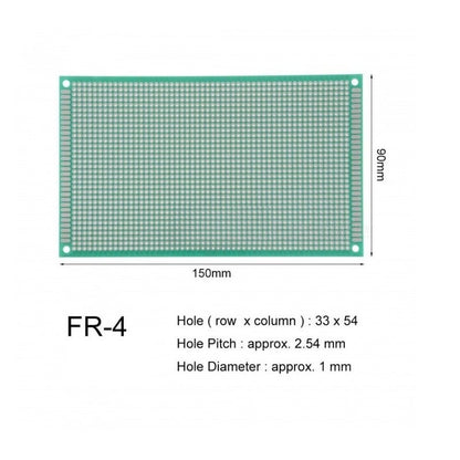 Single-Sided Universal PCB Prototype Board, 9x15 cm, 2.54mm Hole Pitch