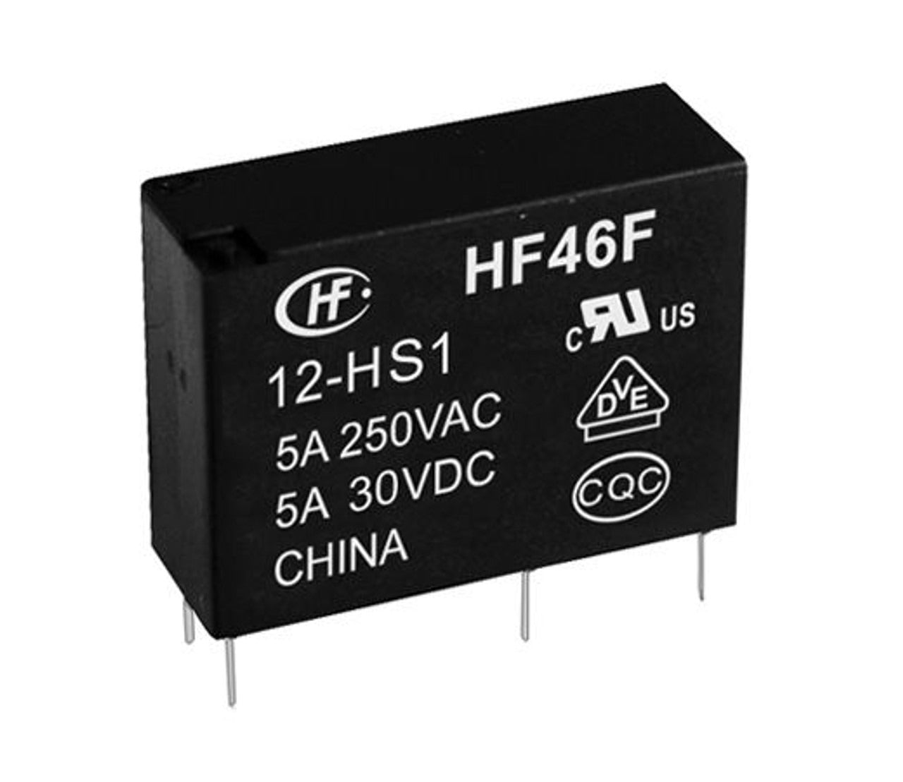 Hongfa HF46F Series Sealed Subminiature Intermediate Power Relay - 5A SPST, 12VDC