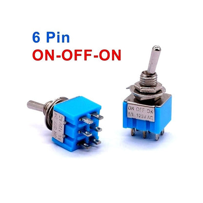 Mini MTS-203 Toggle Switch, 6-Pin DPDT, 6A 125VAC