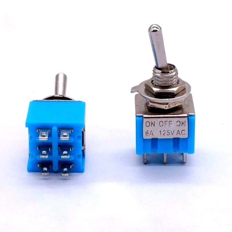 Mini MTS-203 Toggle Switch, 6-Pin DPDT, 6A 125VAC